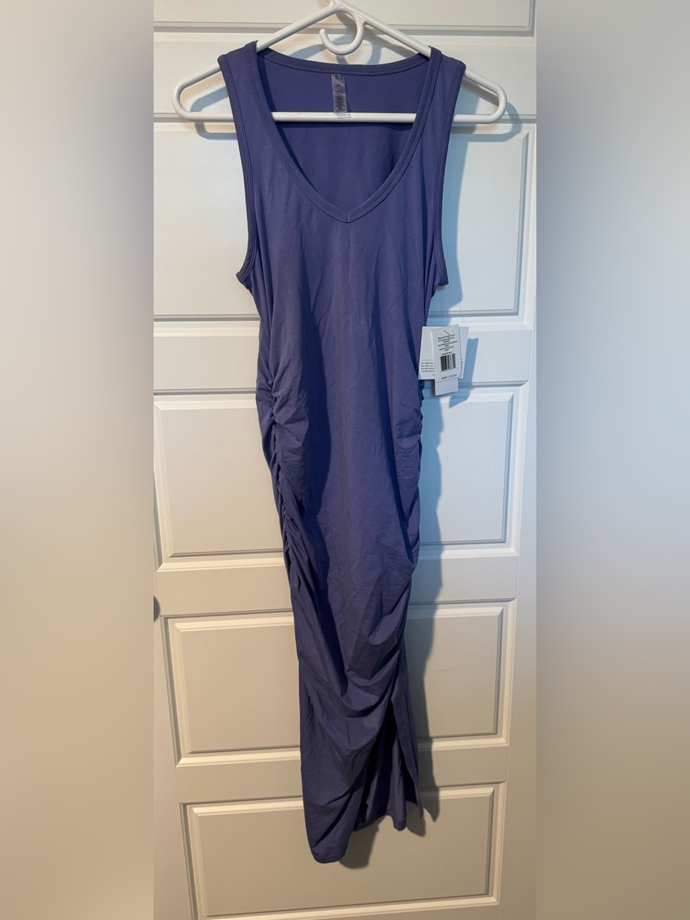 NWT Beyond Yoga V-Neck Ruched Midi/Maxi Dress, Indigo Blue, Size Small